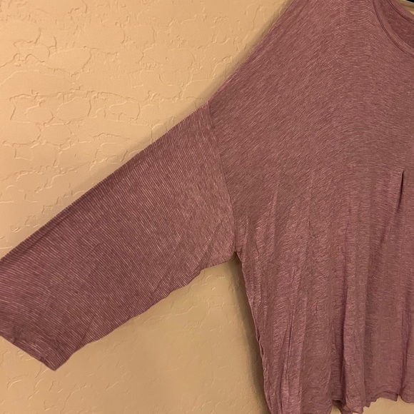 Bobeau Blush Pink Blended Stripe Print Stretchy Rayon Top - Picture 6 of 14